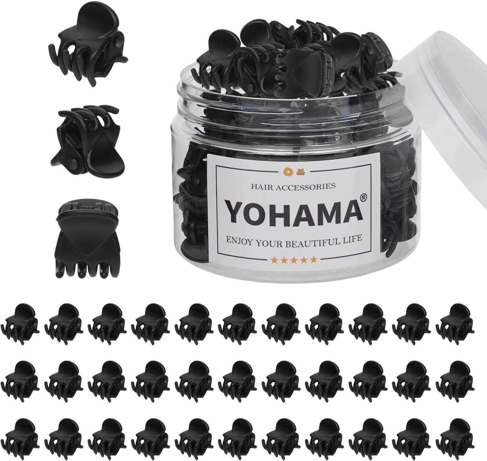 YOHAMA 36 PCS Black Mini Hair Claw Clips Great for Design Kids and Adult Hairstyles Decoration Buns, Pining Bangs Strong Grip Multifunction Clamp Clips.