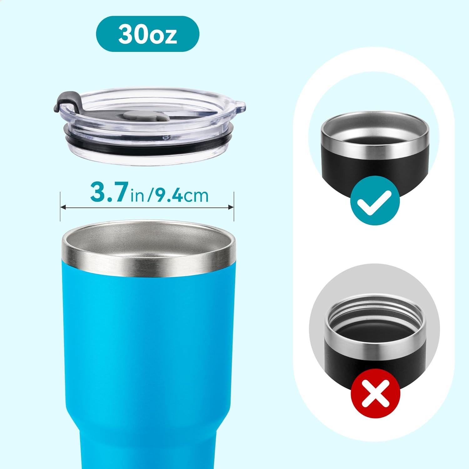 30oz Replacement Lids for Yeti Tumblers, 2 Pack Spill Proof Lids Compatible with YETI 30oz Tumbler, D·S, BJPKPK, WETOWETO, ALBOR, Toopify, MEZMUT