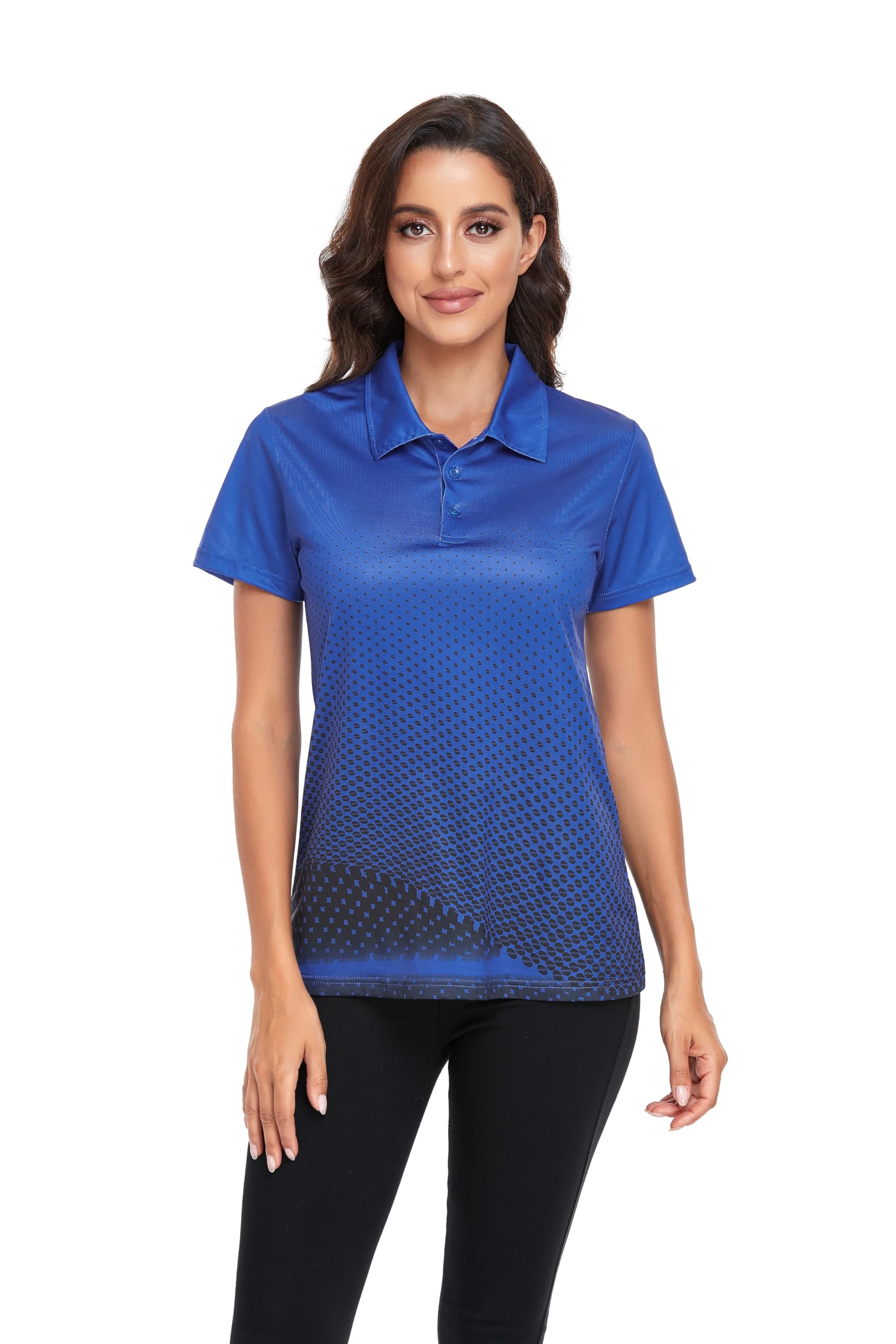 Little Beauty Polo de golf para mujer, manga corta, absorbe la humedad, camiseta atlética de tenis con 3 botones