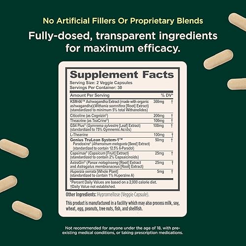 Miniatura 4 de Genius Fat Burner - Quema grasa, suplemento termogénico para perder peso y suplemento nootrópico, potencia el metabolismo natural y la energía en