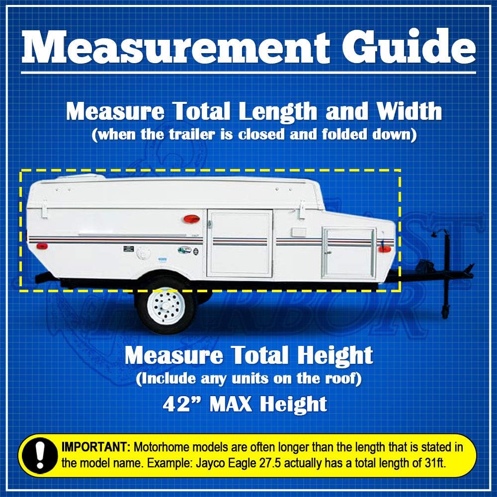 North East Harbor Waterproof Durable Folding Camping Travel Trailer Storage Cover Fits Length 8'-10' 300D Polyester Fabric Pop-Up Tent Trailers Cover - 120 L x 85 W x 42 H, Gray (YYZ26) : Automotive