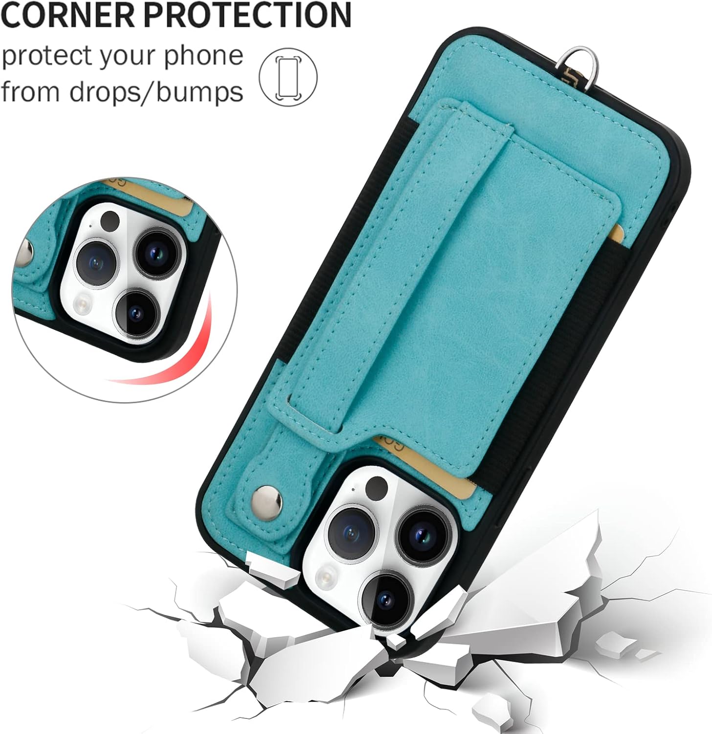 TOOVREN Wallet Case for iPhone 14 Pro Max with Card Holder Lanyard Phone Cover fits iPhone 14 Pro Max Case with Wallet Strap Stand Leather Kickstand for Women & Men 6.7 Inch Green - Image 8