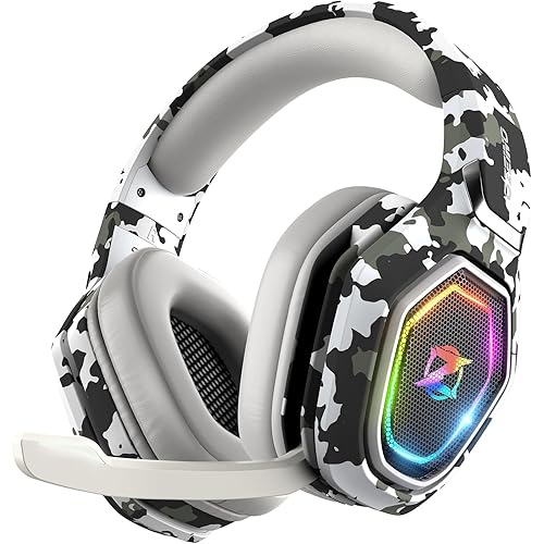 Ozeino Wireless Gaming Headset for Ps5, Ps4, PC, Gaming Headphones with Flip Mic and USB-A & USB-C Transmitter, 40Hr Battery Bluetooth Headset for Mobile, Mac, Laptop