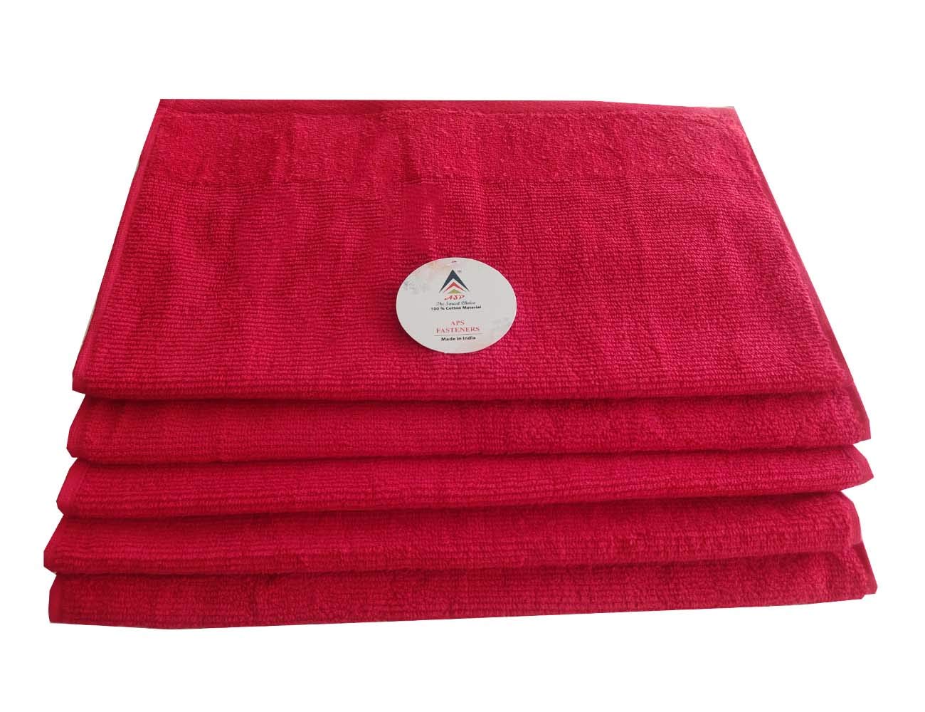 A3P The Smart Choice 100% Cotton Hand Towel 600 Plus GSM (Red)- Pack of 5