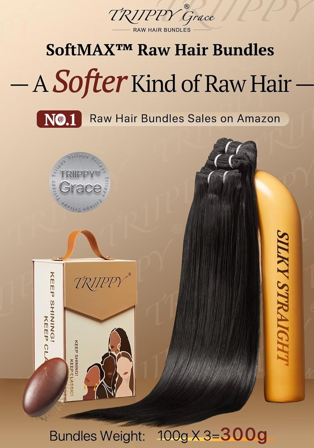 TRIIPPY Straight Bundles Human Hair,100% SoftMAX Raw Cambodian Hair Sew In Weave SoftMAX 3 Bundles,Triple The Lifespan Over Regular Virgin Hair Bundle,No.1 Raw Hair Brand On Amazon(26 26 26 Inches)