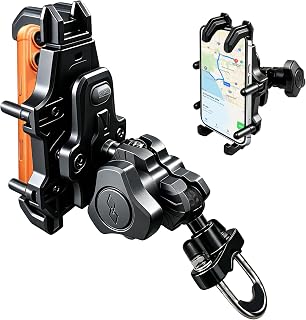 Motorcycle Phone Mount Holder ATV Phone Holder with Vibrationt Dampener | 360° Adjustable Fit 4.7-7.1'' Smartphone,Anti-Shake Handlebar Cellphone Cradle for Motorcycle ATV Bicycle Scooter