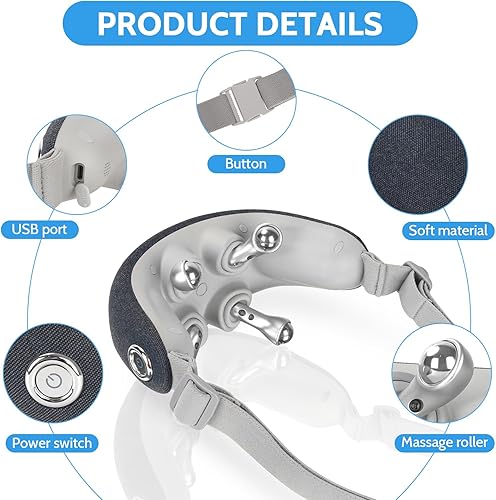 Miniatura 5 de Masajeador de cuello portátil con múltiples ajustes de uso, masajeador de cuello para aliviar el dolor y relajarse, rodillas fuertes para masaje de