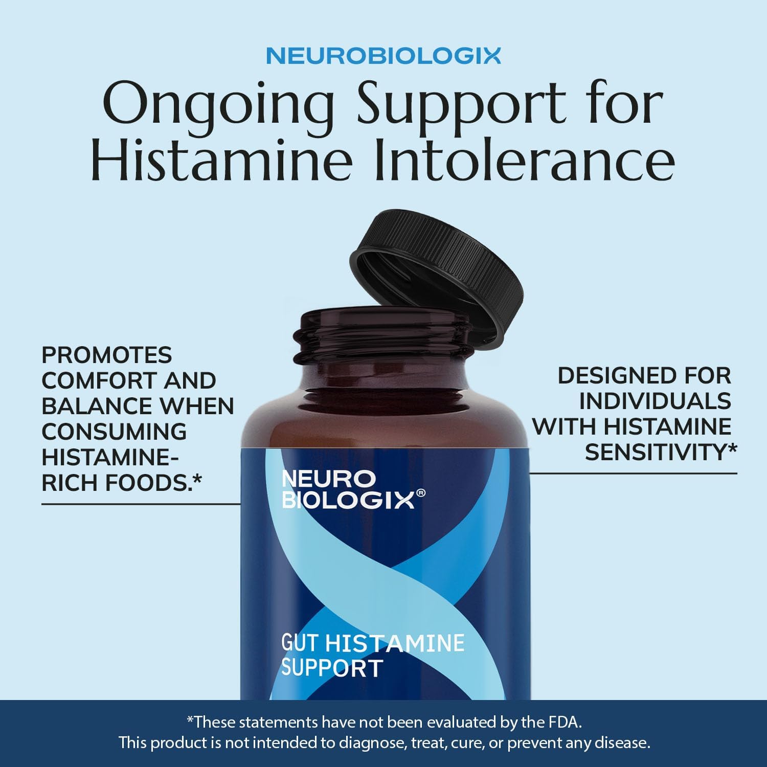 Neurobiologix Gut Histamine Support Supplement, Digestion & Immune Balance with Vitamin C, NAC, Bromelain & Quercetin, Supports Food-Derived Histamine Response for Men & Women, Vegetarian, 60 Capsules
