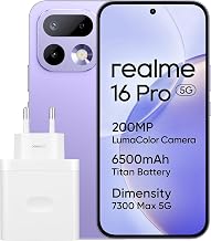 realme 16 Pro 5G Smartphone, 8+256GB, LumaColor Camera 200MP OIS, 6,78" 144Hz AMOLED, Battery 6500mAh, Charge Ultra 45 W, MediaTek Dimensity 7300 MAX, NFC, eSIM(EU Region), IP69, Purple