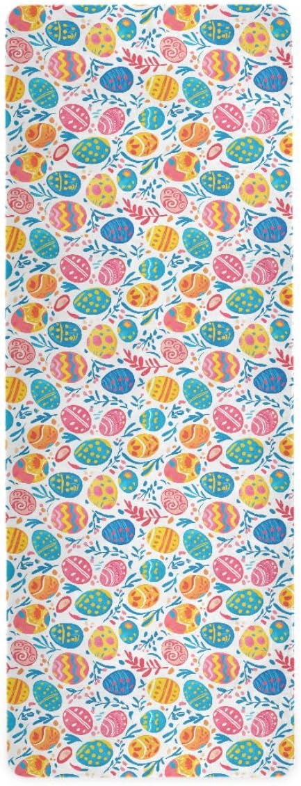 ALAZA Colorful Easter Egg Leave Happy Easter Yoga Mat Non Slip Fitness Exercise Mat, Workout Mat for Yoga, Pilates and Floor Exercises