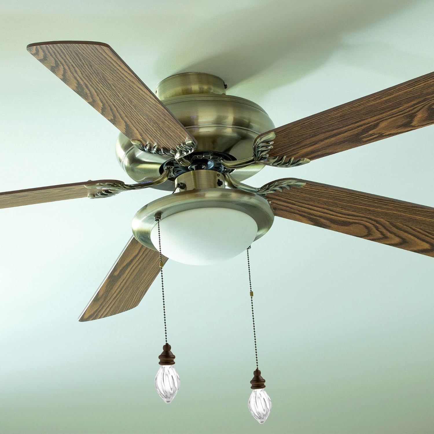2 PCS Cute Ceiling Fan Pull Chain Extender, Fan Light Pulls Set Accesory with 12 Inch Length Bronze Chains and Crystal Glass Pendant Decor