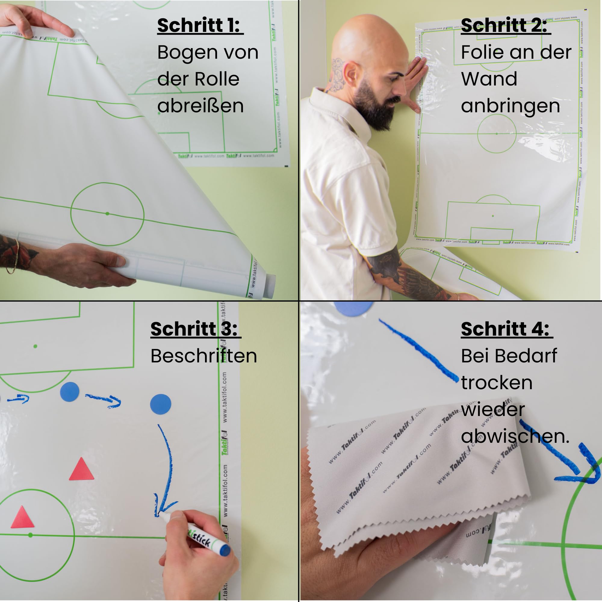 Feuilles Tactiques Football – Rouleau de 25 Feuilles 60 × 80 cm – électrostatiques, effaçables, réutilisables