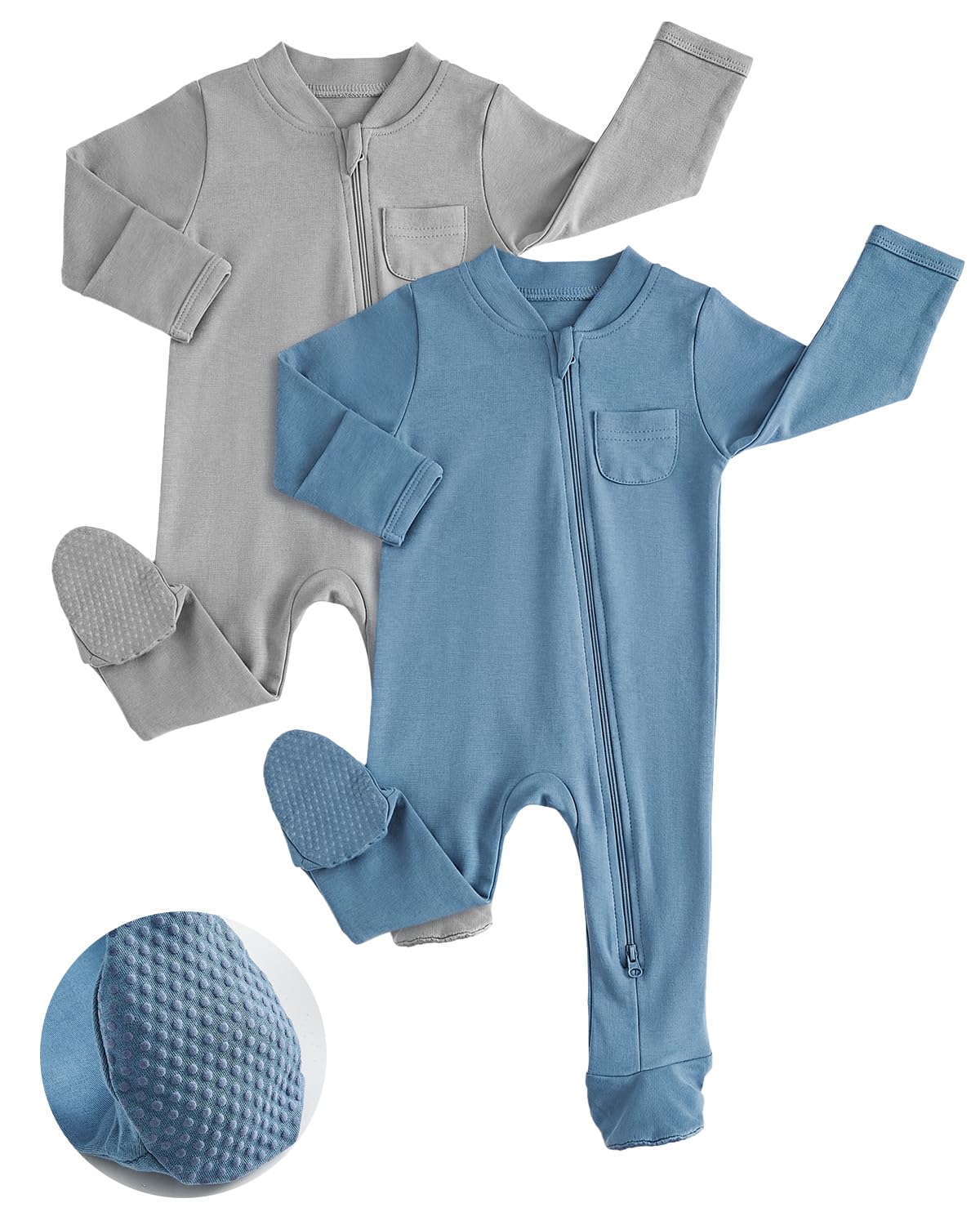 JiAmy Baumwolle Baby Schlafanzug 2er-Pack, Langarm Neugeborene Baby Jungen Mädchen Strampler Babykleidung Bekleidung 0-12 Monate