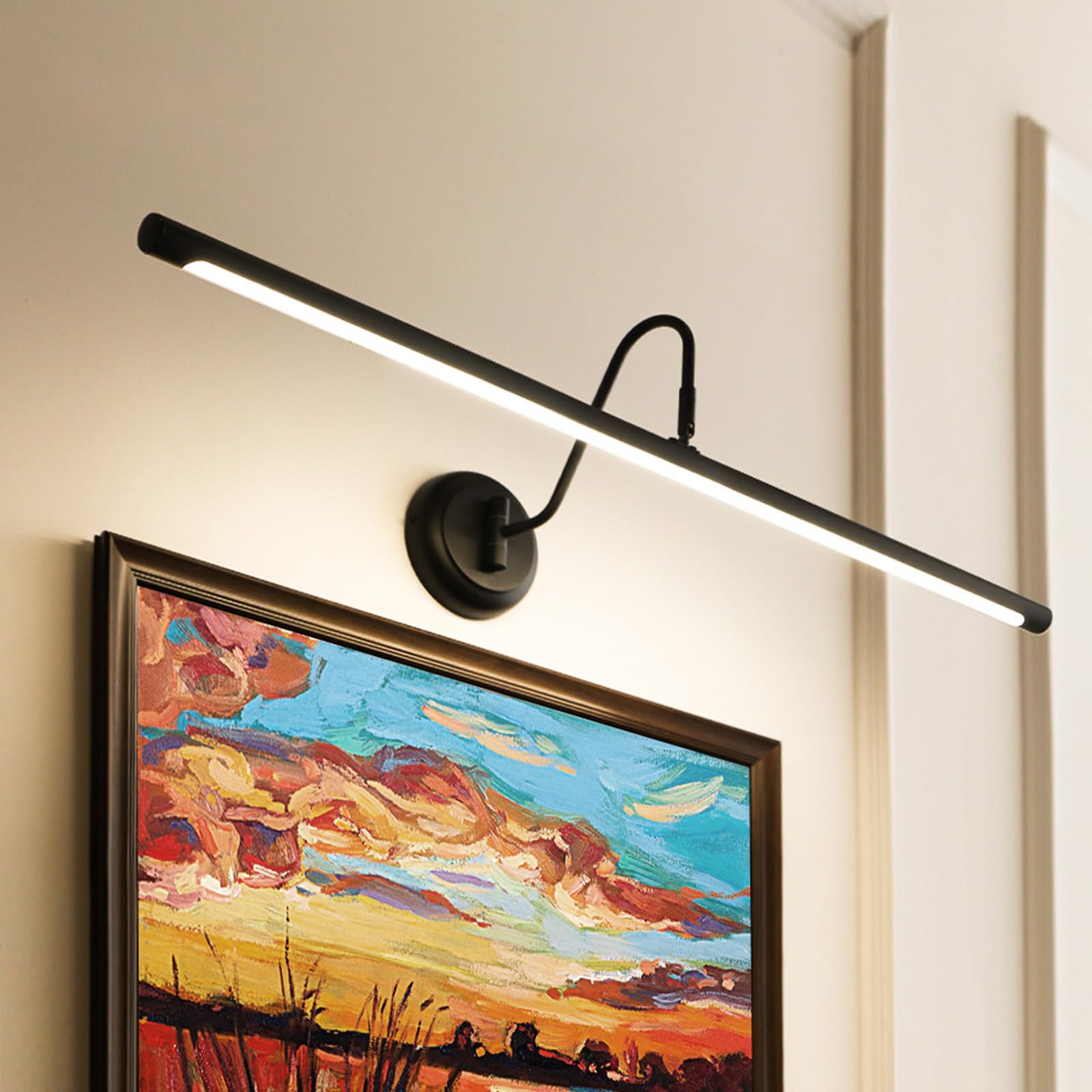 LED Spiegelleuchte Bad Wandleuchte 360° Drehung Einstellbarer Winkel Wandbeleuchtung Bildbeleuchtung Wandleuchten für Wohnzimmer Schlafzimmer Schminktisch Badezimmer (Schwarzes Weißes Licht,43cm)