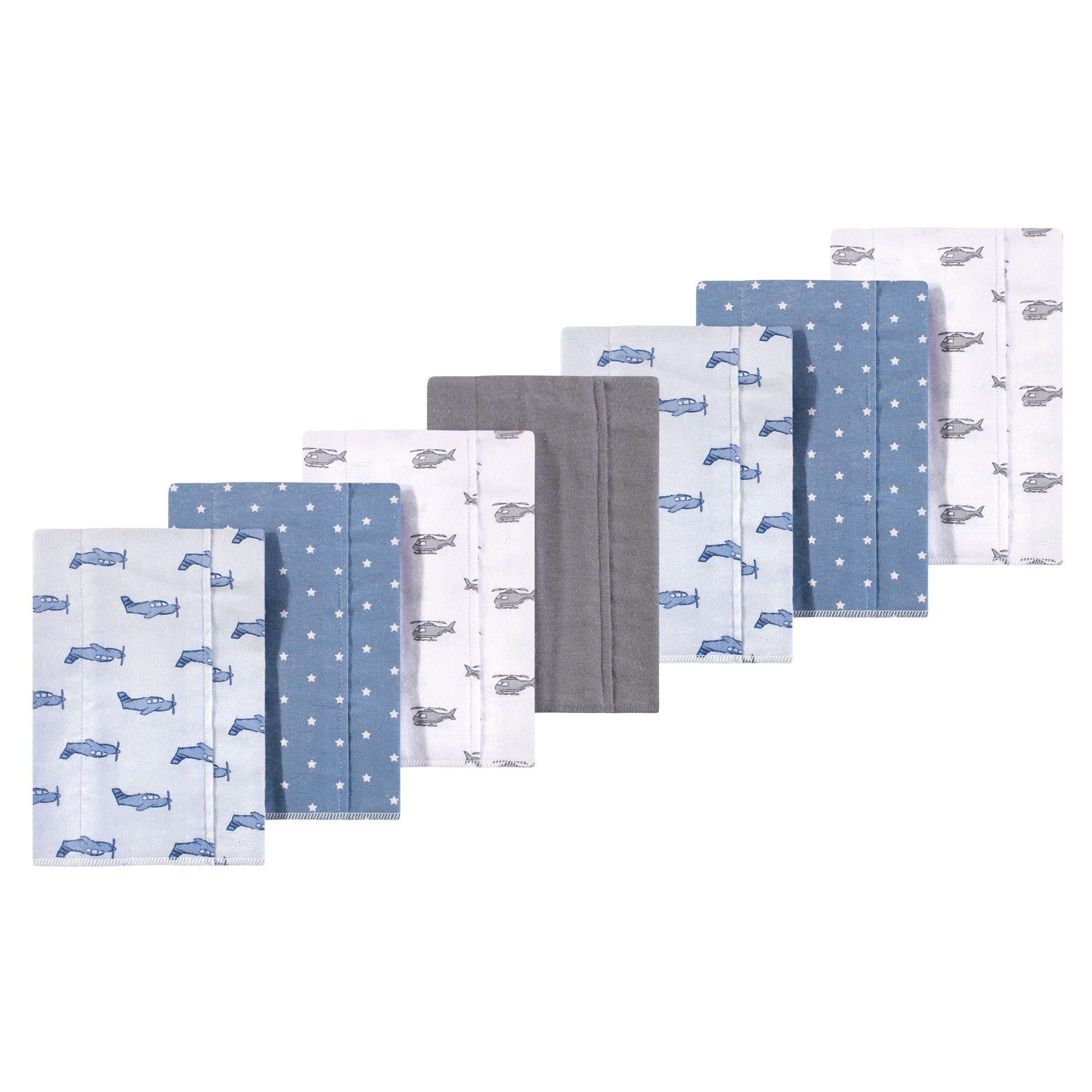 Luvable Friends Hudson Baby Flannel Burp Cloths 7pk, Helicopter