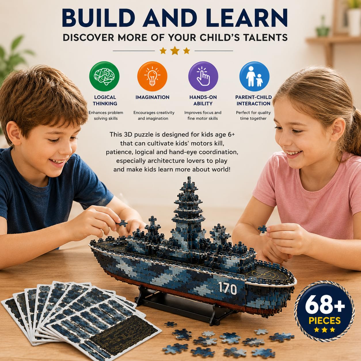 3D DIY Ship Puzzle Kit - Build 2 Ships for Kids! -9