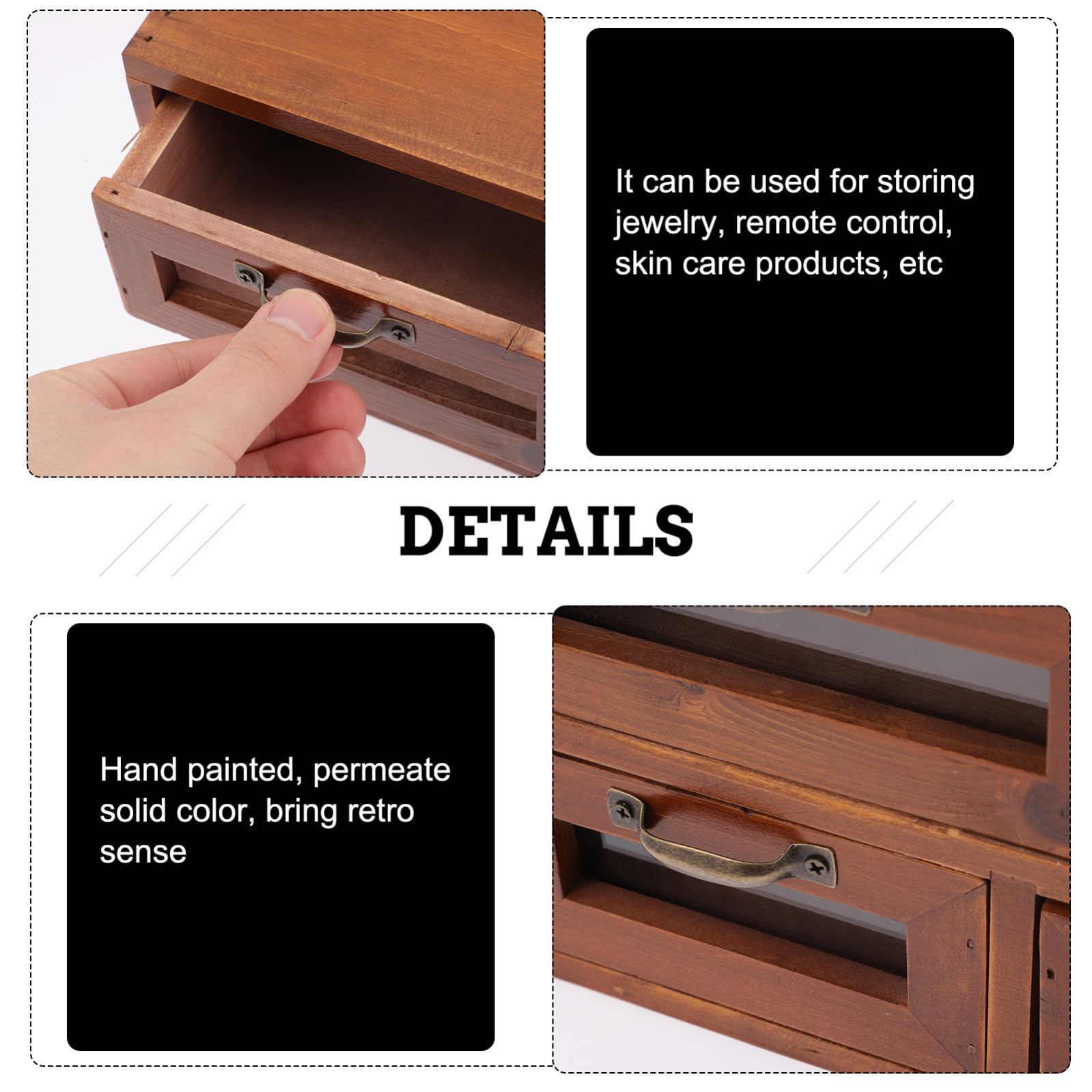 Caja de Almacenamiento de Maquillaje, Cajón Organizador de Maquillaje de Madera Marrón, Estilo Retro, Fácil de Limpiar, Almacenamiento Multicapa, para Cosméticos y Papelería, Uso