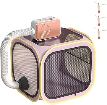 Cat Drying Box, Portable Foldable Pet Dryer Box, Anti-Hair Flying Pet Drying Box, Dog Hair Dryer, Pet Air Drying Box, Clean Grooming House Dryer Cage for Puppies Cats Small Dogs B-With Dryer
