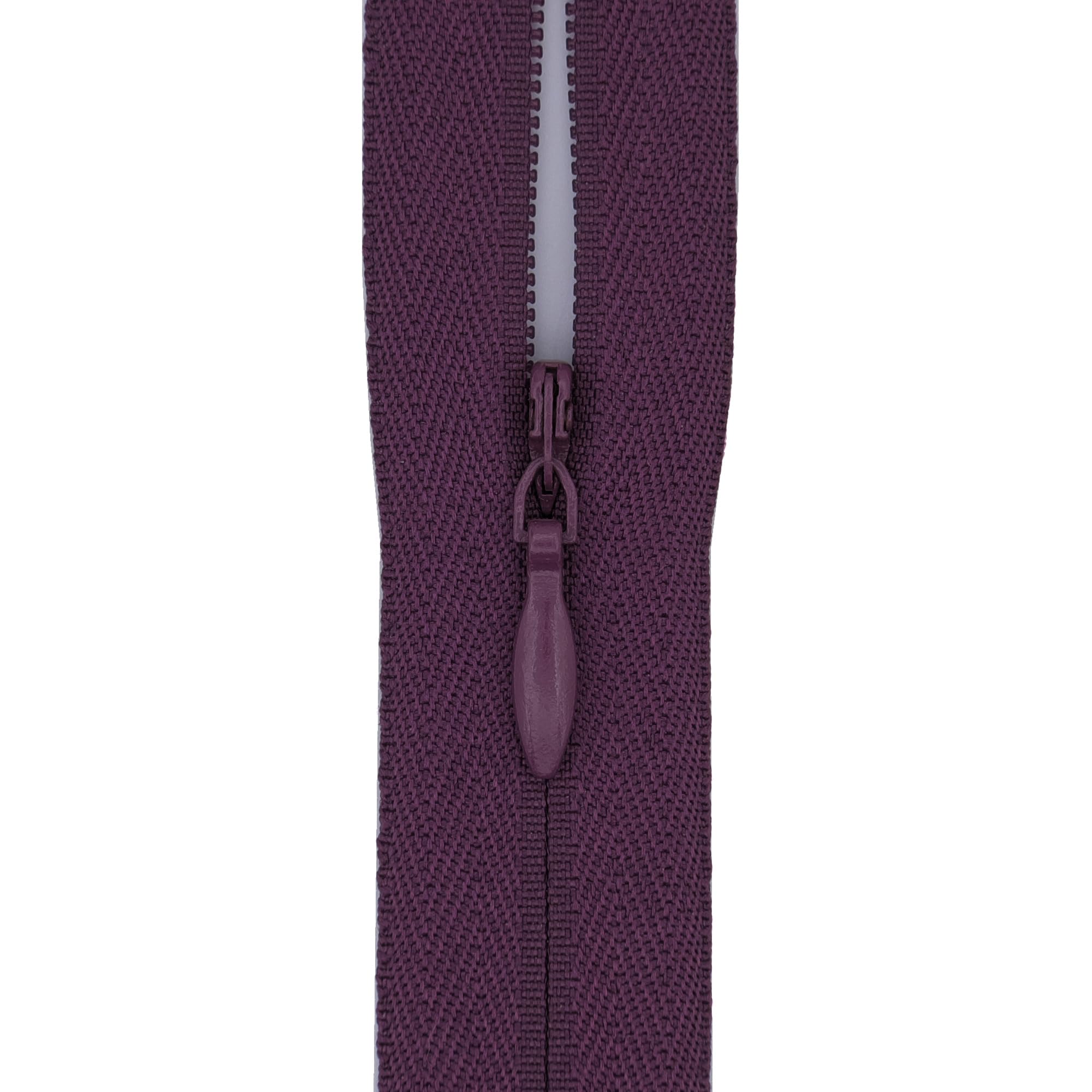 #3 Woven Tape Invisible Zip (Close End), 14 inch (35cm) for Skirts, Dress Side-Seams & Small Lumbar Cushions - Professional Nylon Coil Zips for Sewing & Dressmaking- 1 Zip (Deep Plum)
