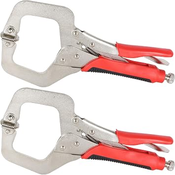 kimllier 2Pcs C-Clamp Locking Pliers with Swivel Pads 11 Inch | Heavy-Duty Locking C-Clamp Set, Fit for Woodworking Welding