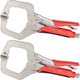 kimllier 2Pcs C-Clamp Locking Pliers with Swivel Pads 11 Inch Heavy-Duty Locking C-Clamp Set Fit for Woodworking Welding