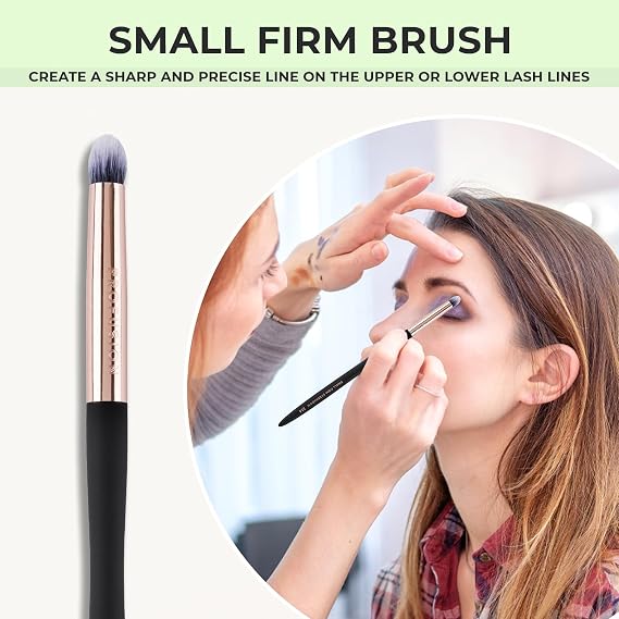 Profusion Cosmetics Small Firm Eyeshadow Brush - Professional Eye Makeup Brush, Eyeshadow Blending Brush-Dense Rounded Hair Bristles and Best for Pigments & Glitter