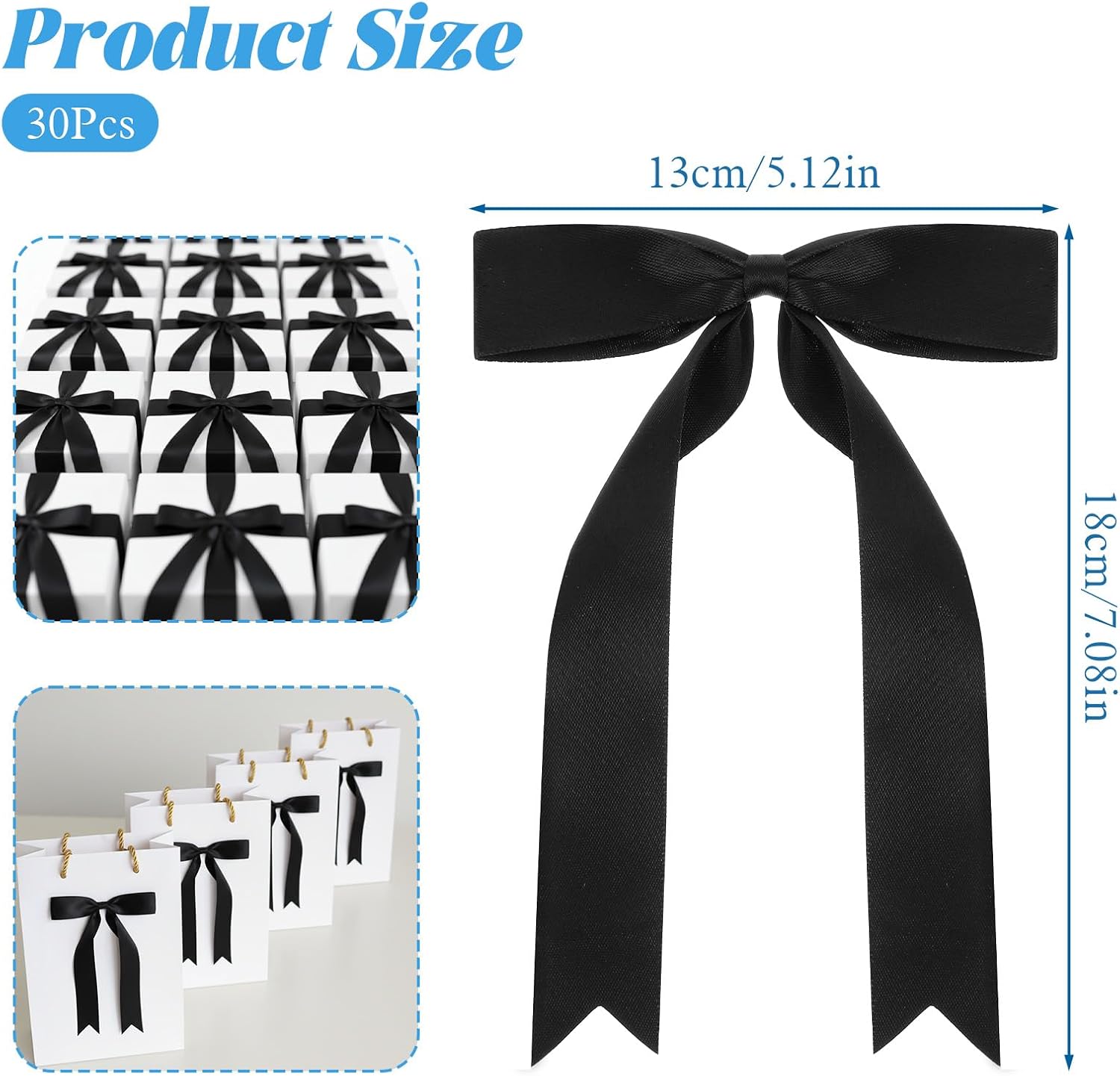 30PCS Black Bow for Gift Wraping - Self-Adhesive Ribbon Bows for Crafts, Mini Tie Bows Decor for Party Favors DIY Cake Wedding Baby Shower Birthday image 5