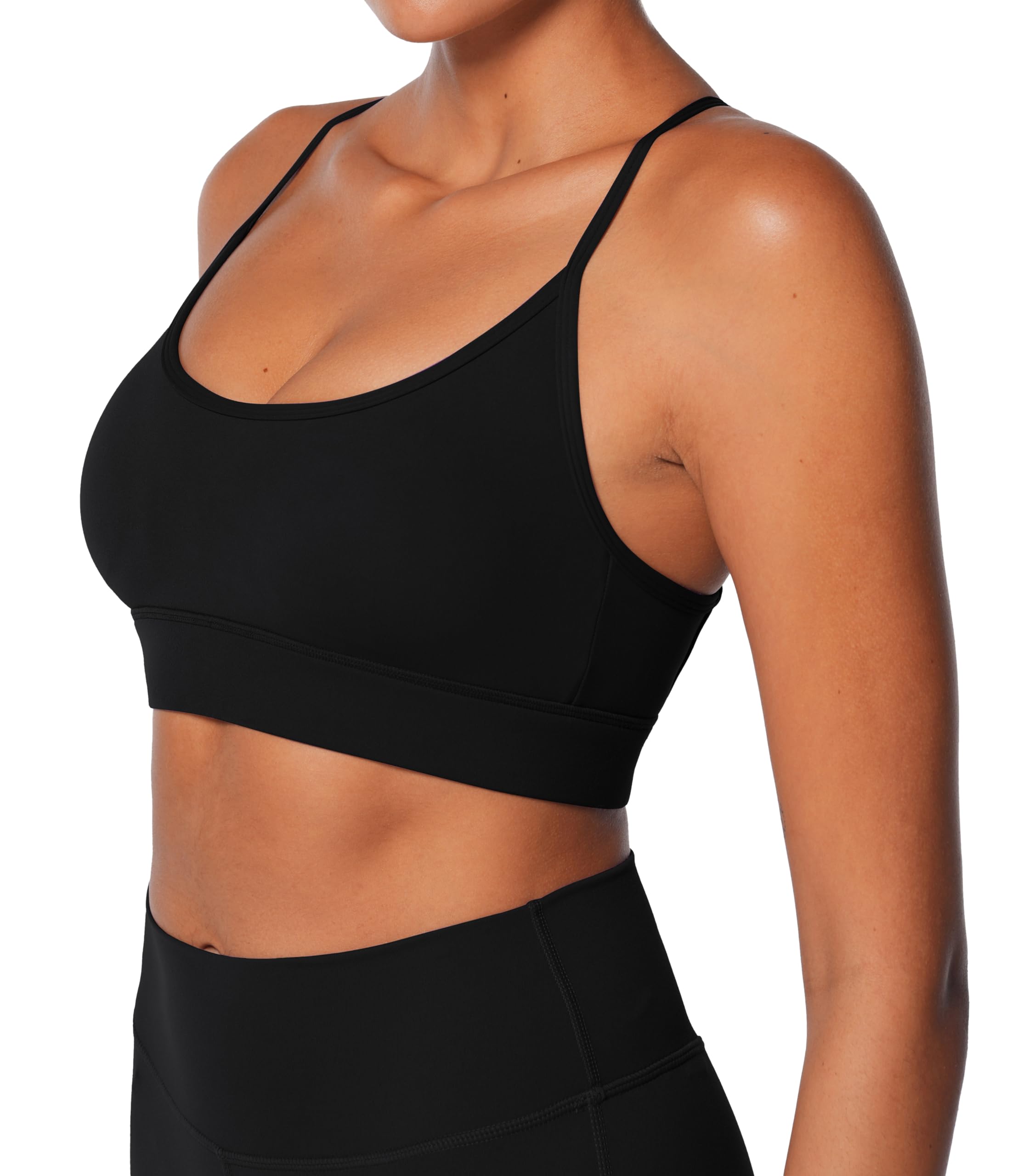 Sunzel Reggiseno sportivo da donna, reggiseno incrociato aperto sulla schiena regolabile, reggiseno imbottito per allenamento palestra yoga con cuscinetti rimovibili