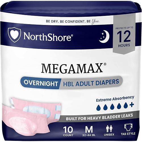NorthShore MegaMax HBL Adult Diapers with Tabs, Pink, Medium, 10 Count