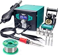 Vista 1 de YIHUA Estación de soldador 938BD+ II Retrabajo de aire caliente con modo de suspensión, °F/°C, funciones digitales de calibración de temperatura