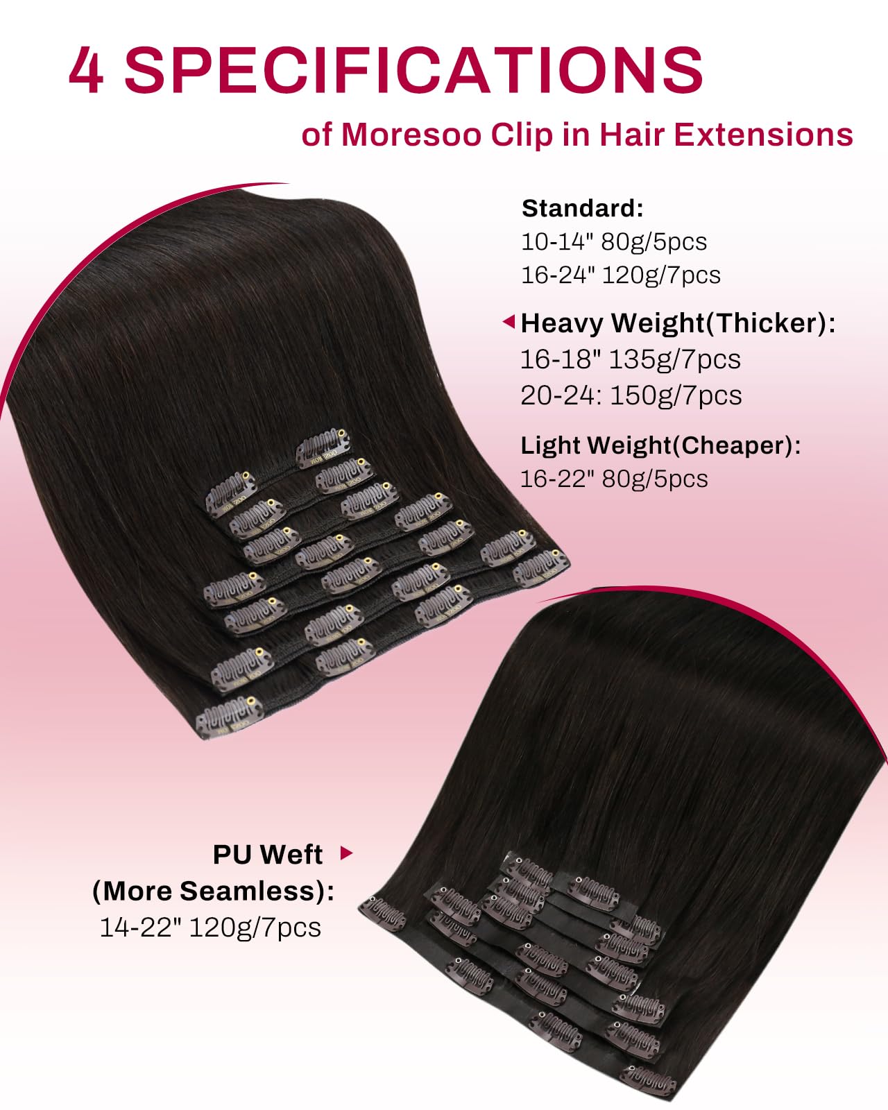 Moresoo Clip in Hair Extensions Real Human Hair Balayage Medium Brown and Blonde Real Hair Extensions Clip in Human Hair for Women Full Head 22 Inch 7pcs/120g #4/6/613 — view 80