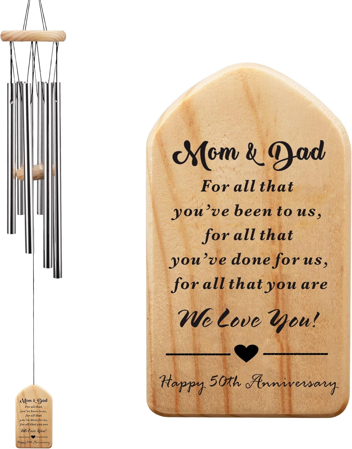 Happy 50th Wedding Anniversary Wind Chime, Parents 50 Years of Marriage, Mom and Dad 50th Year of Wedding, Golden Anniversary Presents
