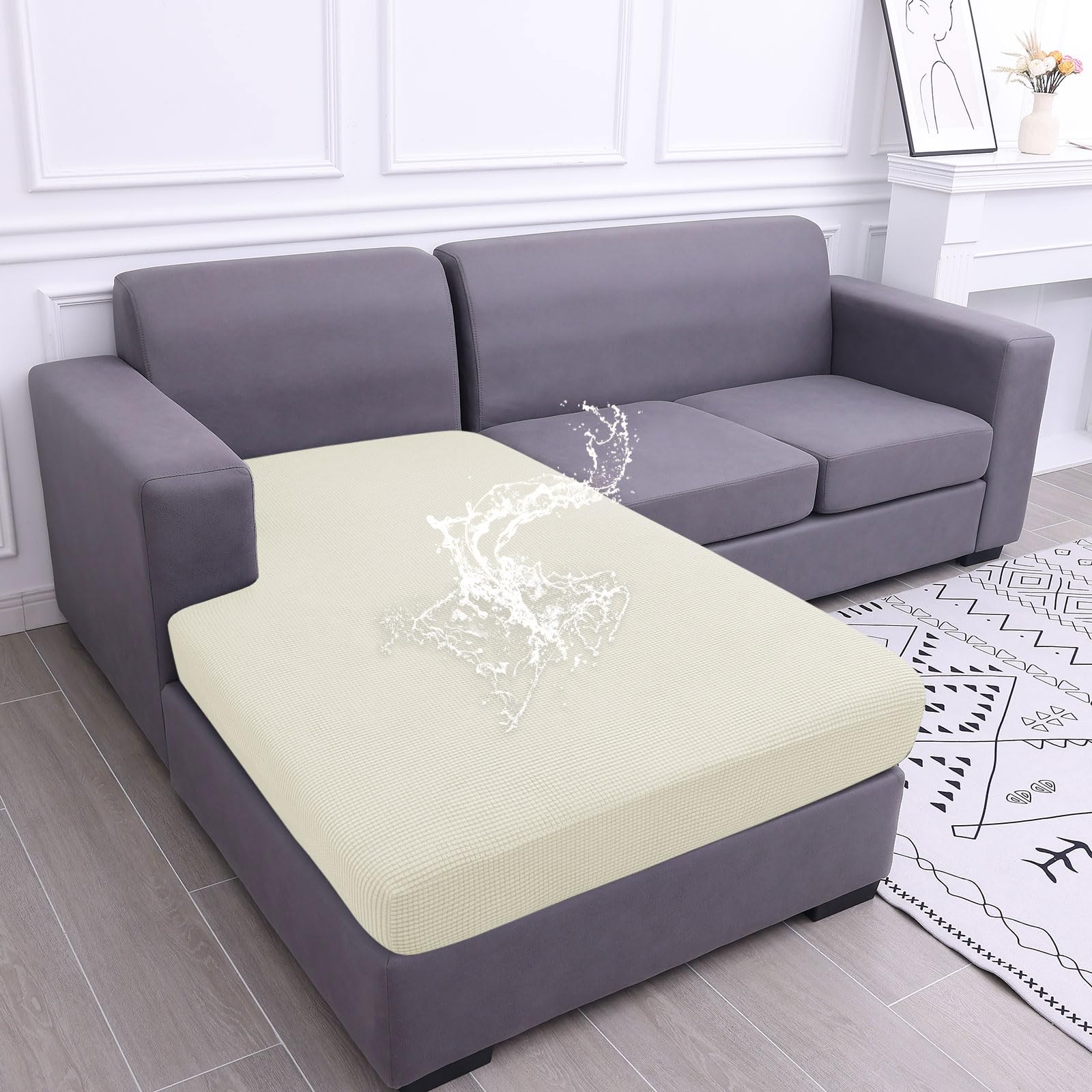 hyha Waterproof Sectional Couch Covers, Non Slip Sofa Cushion Covers