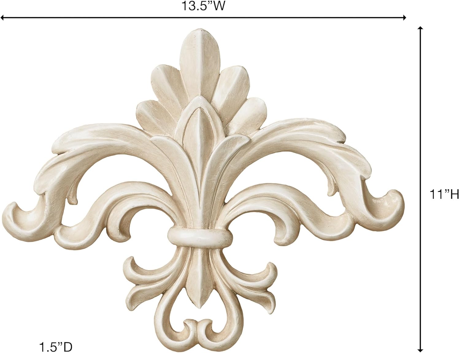 Touch of Class Rhett Classic Fleur de Lis Wall Accent | Antique White Vintage Decor for Bedroom, Living Room, Hallway, Foyer