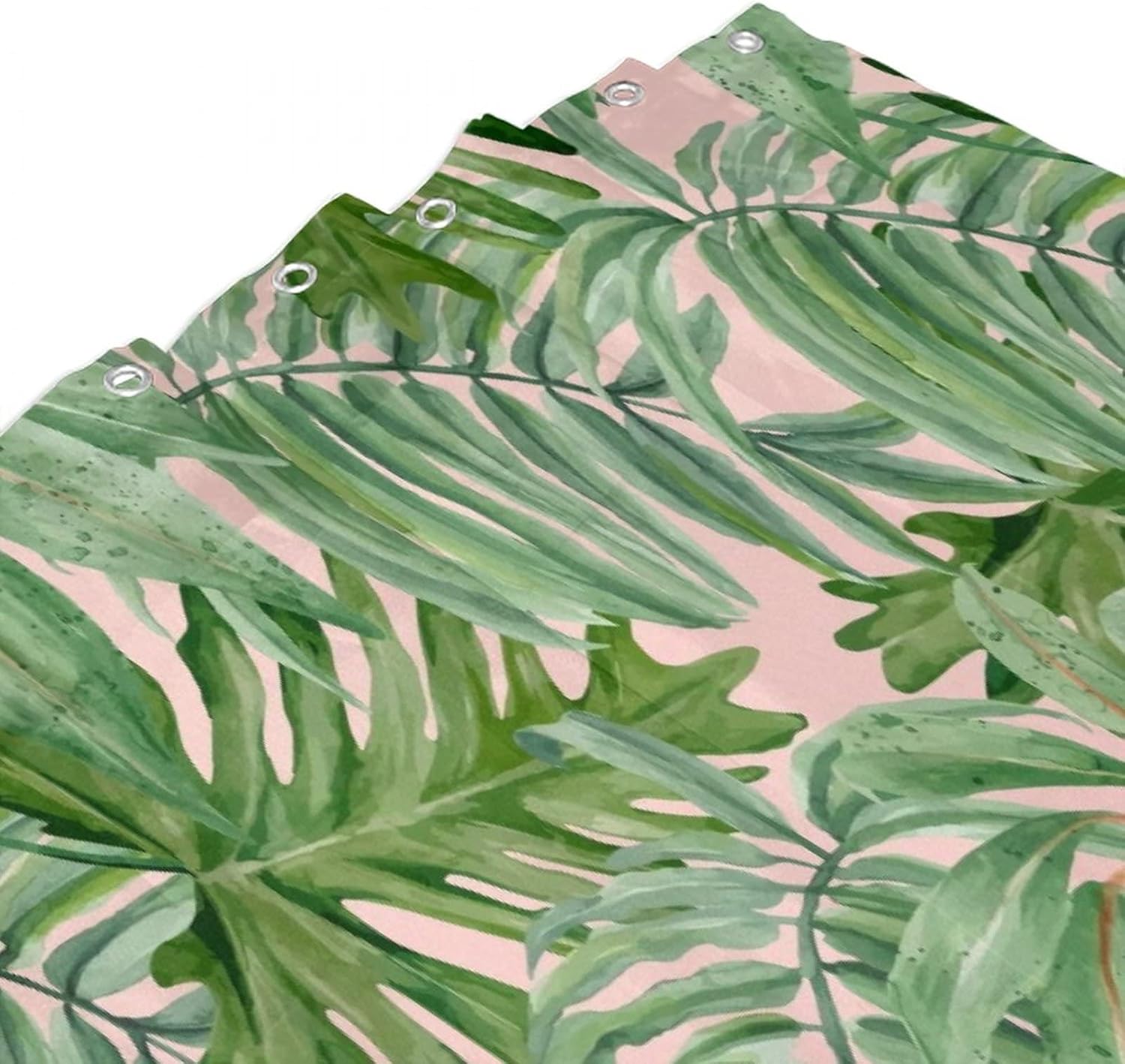 Green Leaf Shower Curtain Tropical Plant Banana Monstera Palm Leaves Shower Curtain Sets Watercolor Jungle Botanical Shower Curtains for Bathroom with 12 Hooks 66x72Inch(168x183cm)