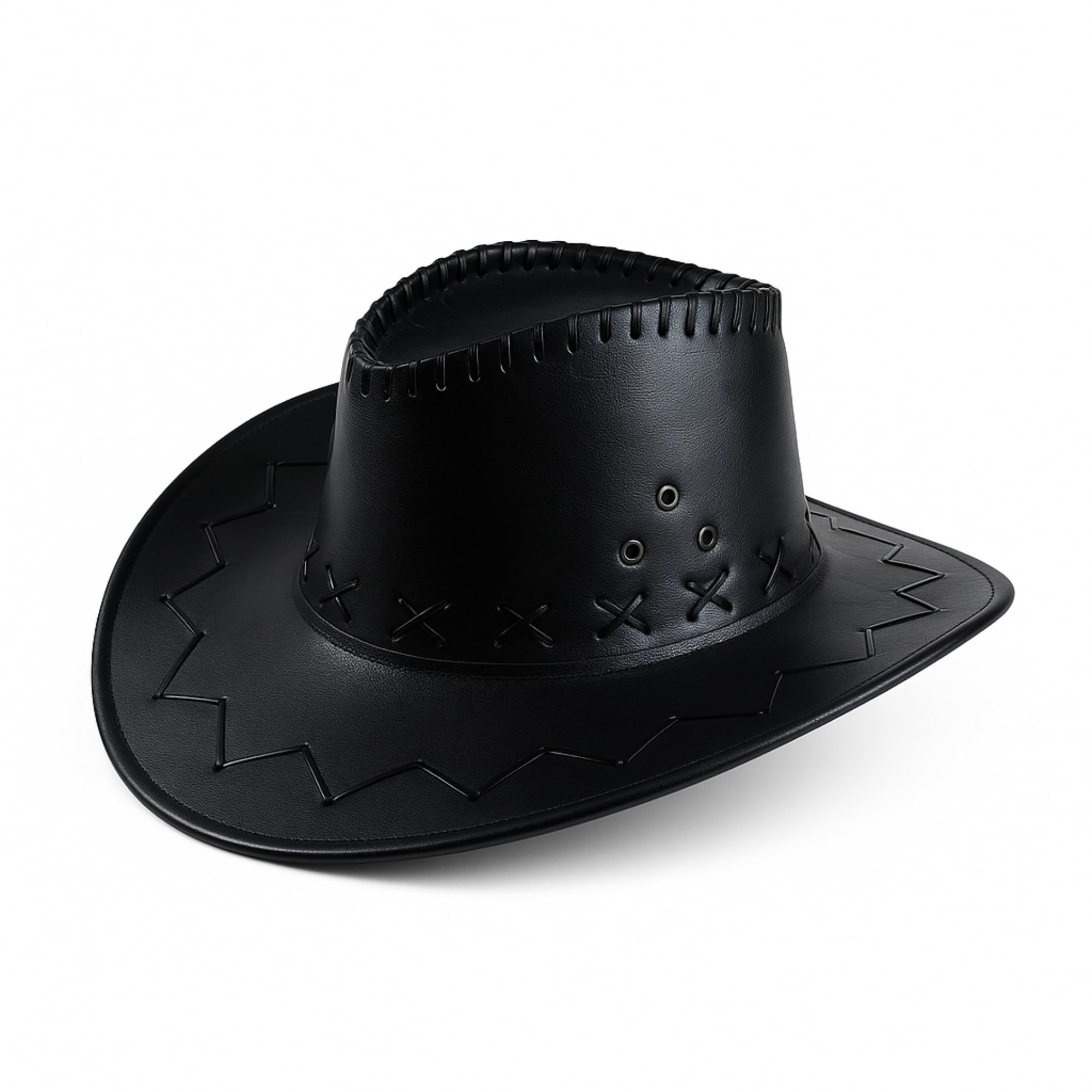 VIROSA Deluxe Western Cowboy Hat, Black, Wide Brim, Classic Style, for Men, Women, Outdoor Riding, Festivals, Fancy Dress, Adjustable Fit (Black)
