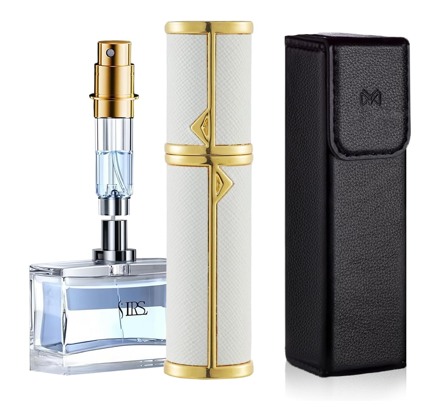 Travel Perfume Bottle Refillable, Genuine Leather Perfume Atomizer Leakproof Mini Pocket Size Travel Cologne Sprayer for Cruise Car Trip Purse Gift 5ml
