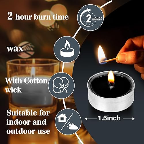 Miniatura 27 de Tealight Candles - Velas de té sin perfume, mini velas votivas con mecha de algodón para decorar el hogar, piscina, shabat, boda, emergencias, MIix