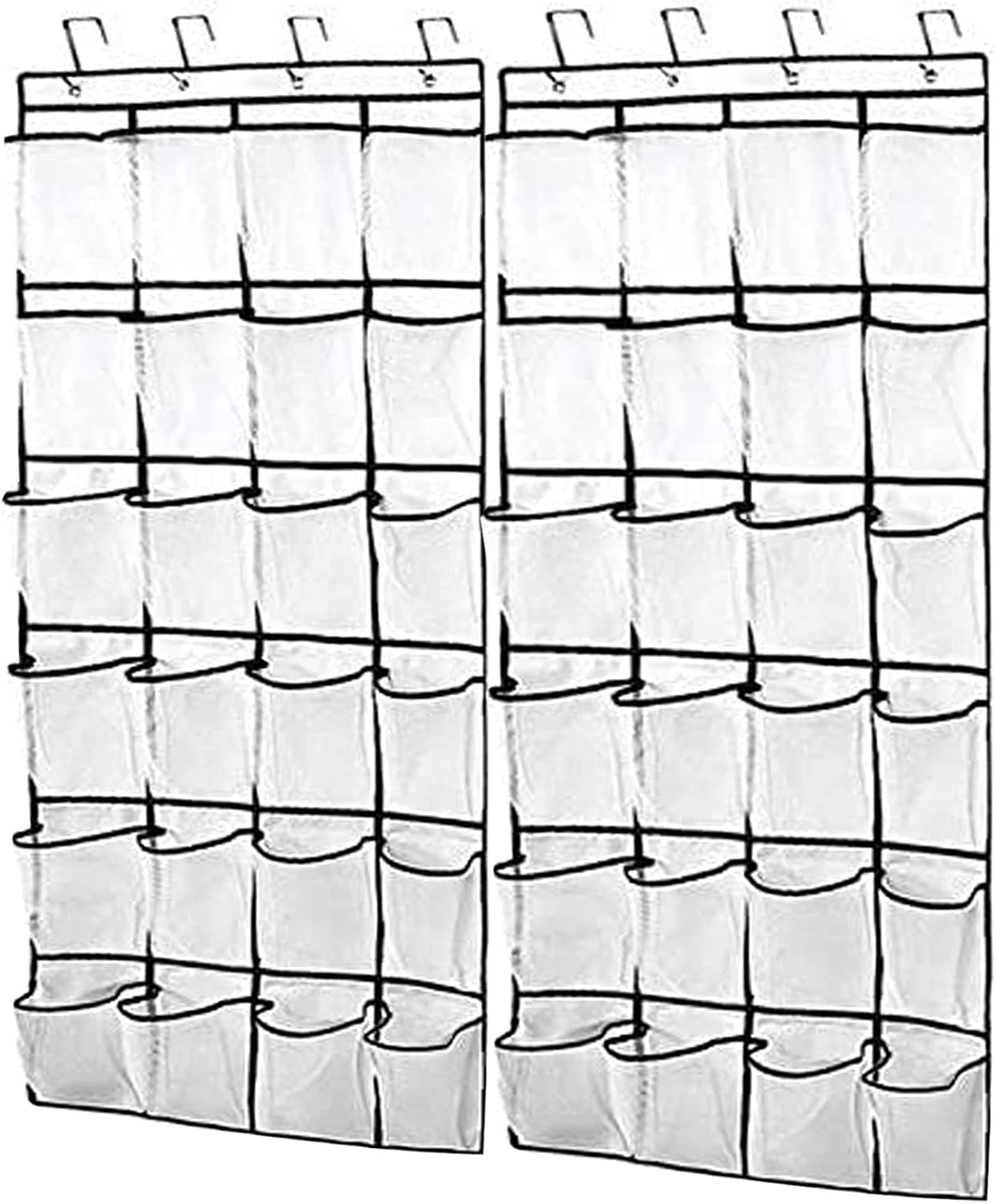 Tebery Over the Door Hanging Shoe Organizer with 24 Large Mesh Pockets, White Closet Door Shoe Rack Holder, Storage and Organization for Shoes Socks Pantry (1) (1)