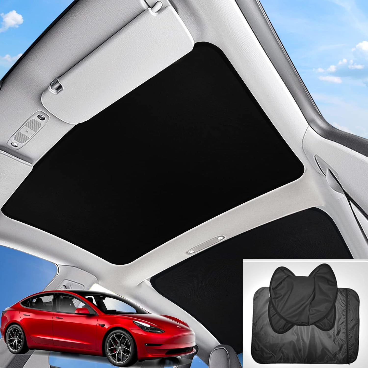 IsOught Tesla Model 3 Sunshade Roof, 2in1 New Upgrade, Heat Insulation, UV