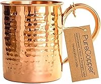 Vista 2 de Taza 100% cobre para Moscow Mule – 12oz martillado cobre puro grueso pared recta