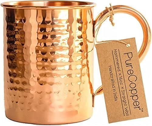 Miniatura 2 de Taza 100% cobre para Moscow Mule – 12oz martillado cobre puro grueso pared recta