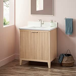 Signature Hardware 955100-30-RUMB-1 Bayliss 30" Single Vanity Cabinet Set with Mindi Cabinet, Vanity Top and Rectangular Undermount Sink - Single Faucet Hole - Stoneware White/Arctic White