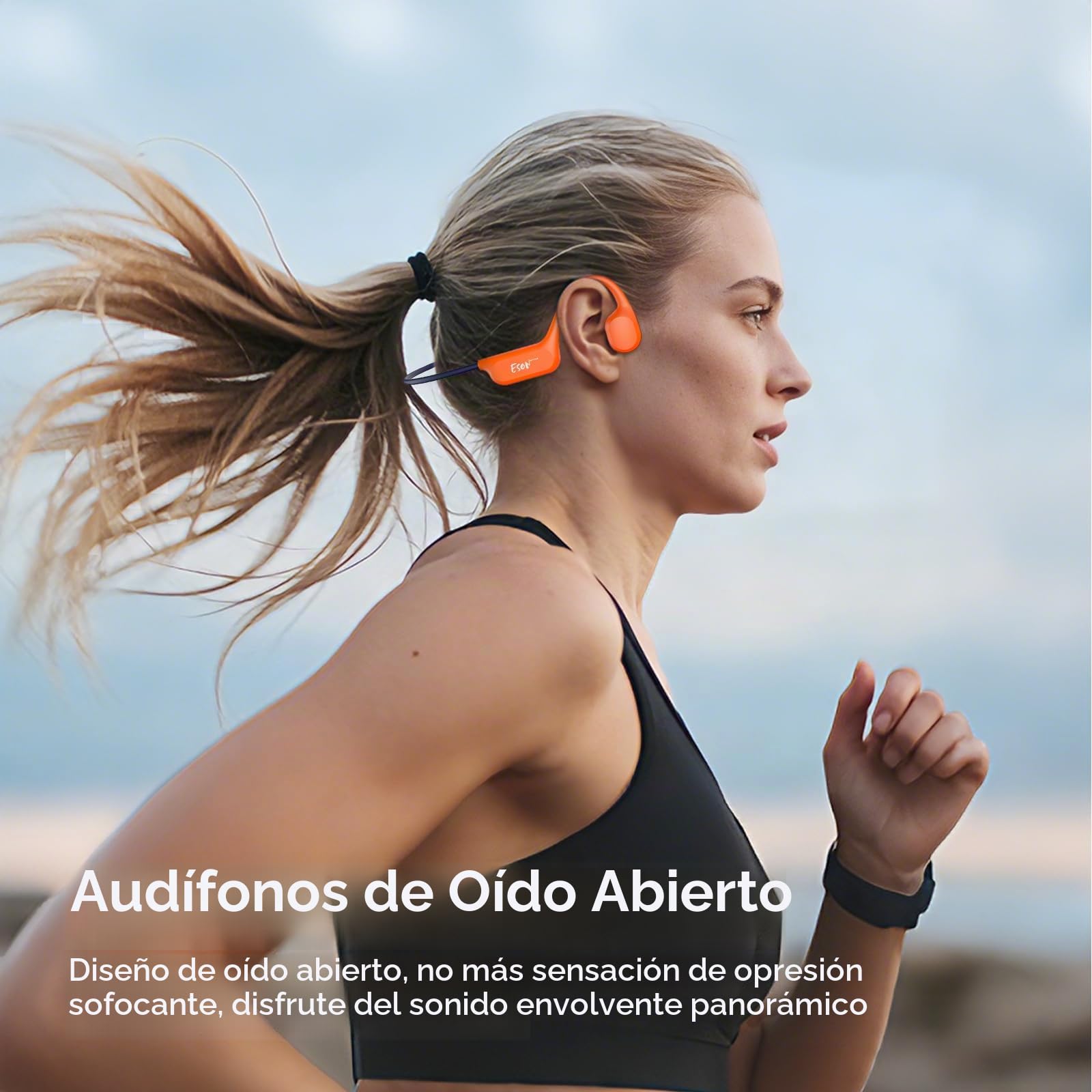 esonstyle Auriculares Conduccion Osea para Natacion - IP68 Auriculares Natación Bluetooth 6.0 Resistente al Agua, Cascos Conduccion Osea con 8G Mp3 para Nadar Correr Ciclismo