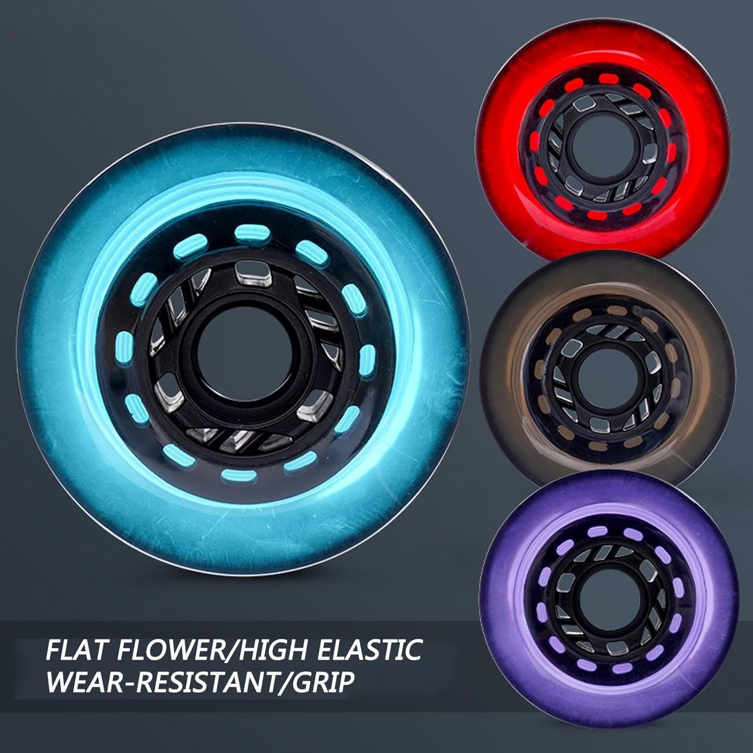 Roues de Patins à Roues alignées 72 mm/76 mm/80 mm, dureté 85 A, Roues de Rechange pour Hockey en Ligne en extérieur, Lot de 8, Cyan, 80 mm