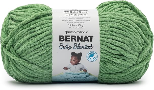 Bernat Baby Blanket Green Yarn - 1 Pack of 300g/10.5 oz - 100% Polyester - #6 Super Bulky - 220 Yards - Knitting/Crochet