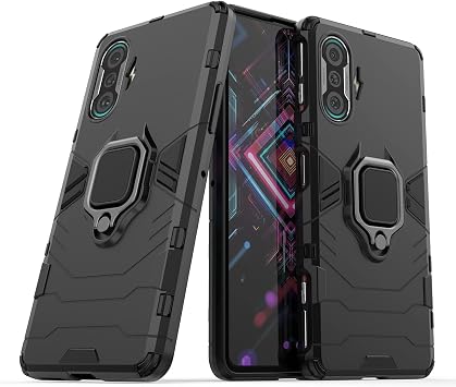 FTRONGRT Case for XM Redmi K40 Gaming, Rugged and shockproof,with mobile phone holder, Cover for XM Redmi K40 Gaming-Black