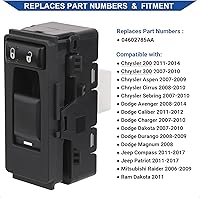 Vista 2 de Obaee Interruptor de ventana lateral del lado del pasajero Compatible con 2006-2017 Chrysler 200/300/Aspen/Cirrus/Sebring, Dodge
