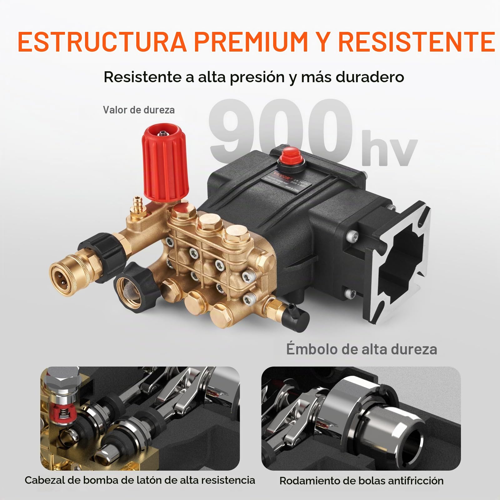 VEVOR Bomba para Hidrolavadora Émbolo Triple Horizontal con Eje de 3/4" 3700 PSI 3,0 GPM Kit de Repuesto para Bomba de Hidrolavadora Compatible con Modelos Simpson MorFlex 40224, 40225, 40226
