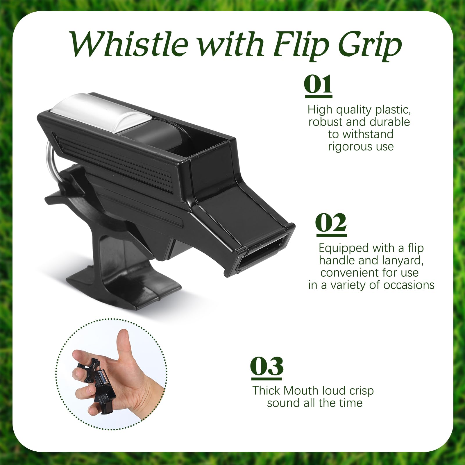 Relaxweex 2 Sets Finger Grip Referee Whistle Soccer Coach Whistles with Fingers Flip Grip Football Hockey Hand Whistle Metallic Loud Sports Whistle with Rubber Sleeve for Coaches Polices - Image 4